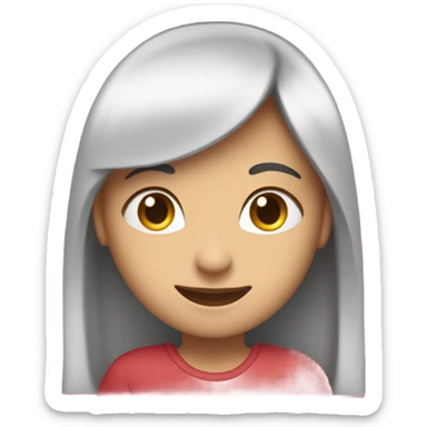 A girl with straight hair smiling and a text saying “ I love my man” sticker