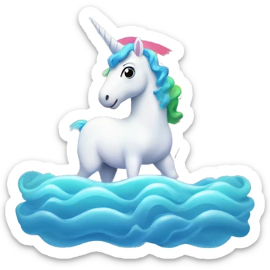 Unicornio en un arcoiris al lado del mar sticker
