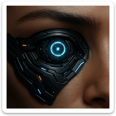 cybernetic eye, high-tech, sleek design sticker