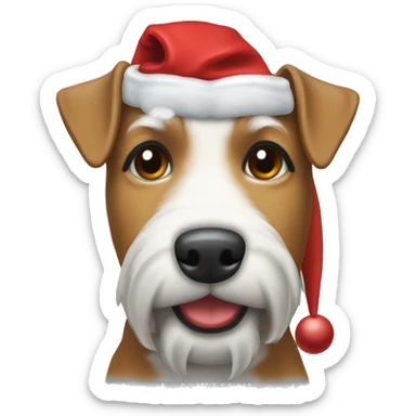 Airdale Terrier waering christmas hat sticker