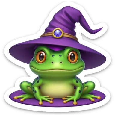 frog wear purple wicth hat sticker
