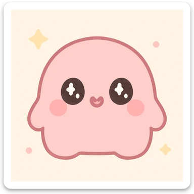 kawaii style, adorable and pretty, pink, wide eyes, heart-shaped lips sticker