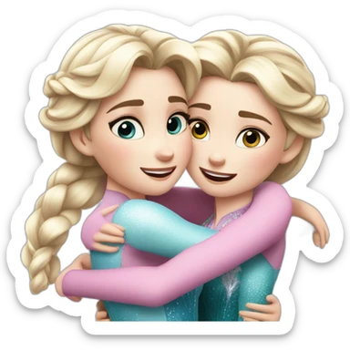 elsa hugs her sister anna sticker