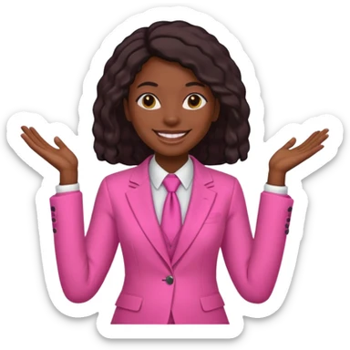 Darkskin black woman wearing a pink suit sticker