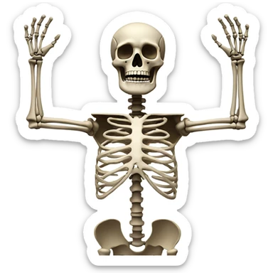 arms raised above head skeleton sticker