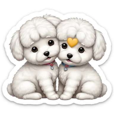 two bichons cuddling together  sticker