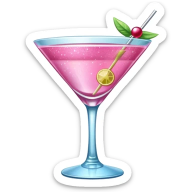 Pink cocktail with glitter  sticker