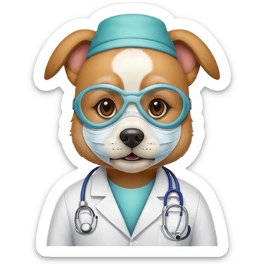 doctor dog Wearing Medical Mask sticker