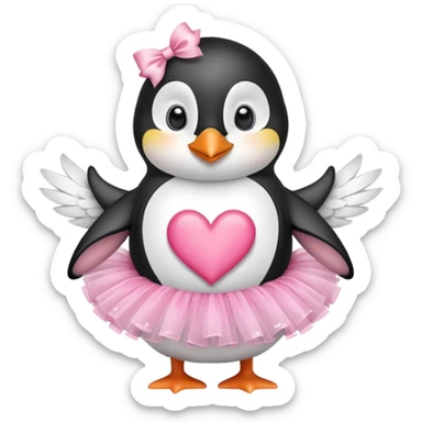 Pinguin making hearts with hands in a pink tutu sticker