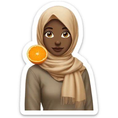 girl with beige scarf orange fruit hijab pin sticker