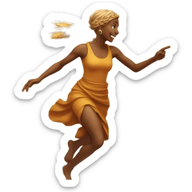 harvest goddess sprinting with wheat, with a large stride and arms outstretched sticker
