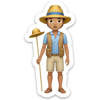 full body man with strow hat sticker