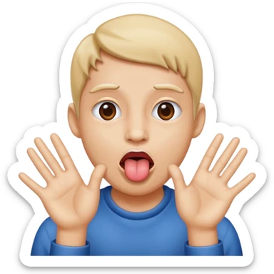 Face sticking out tongue with hands to the side sticker