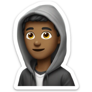 hip young man in hoodie shrugging sticker