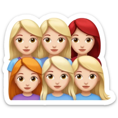 Five fair-skinned girls sticker