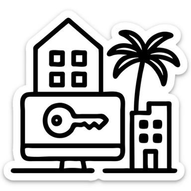 Ícono de real estate que refleje que contamos con acceso real al mercado inmobiliario de Miami: Desde propiedades off-market hasta alianzas directas con desarrolladores de lujo. sticker