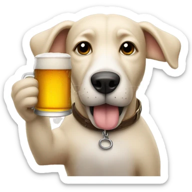 A dog drinking a beer sticker