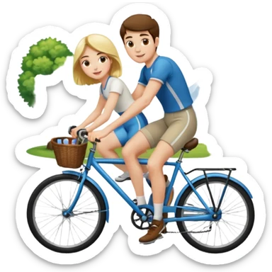 Girl and guy riding a bicycle sticker