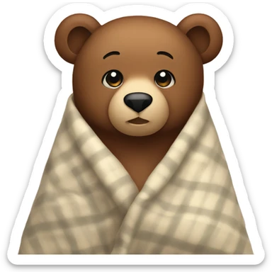 bear cozy in blanket sticker