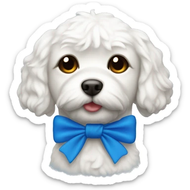 bichón maltés con un lazo azul en la cabeza sticker