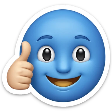 a blue emoji holding up a thumbs up gesture sticker