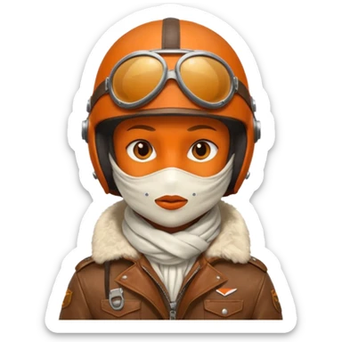 renard aviateur, casque en cuir vintage, écharpe blanche, blouson aviateur sticker