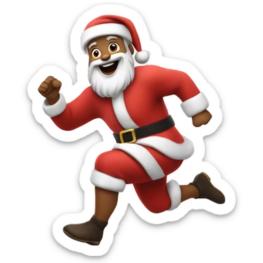 traditional santa sprinting, with a large stride and arms outstretched sticker