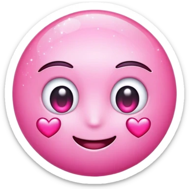 Pink emoji with heart eyes and sparkles sticker