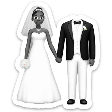 bridal couple dresses in black and white. please generate one without the people. just the dress sticker