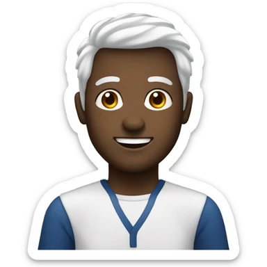 homem branco, de olhos claros, cabelo preto liso com camisa azul marinho  sticker