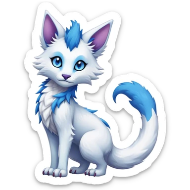Kawaii dark edgy fantasy ethereal feline-vernid-sergal-fursona animal creature with a tufted tail full body sticker