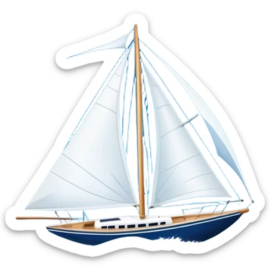 An icon featuring a sleek sailboat with billowing sails cutting through the waves. The design includes the boat's mast, a wind-filled sail, and water splashes, symbolizing the thrill and skill of sailing. Transparent background highlights the elegance and power of wind-driven sports. sticker