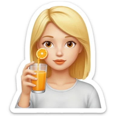 girl drink a cup of orange juice sticker
