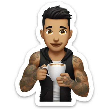 young tattooed men drinking coffee sticker
