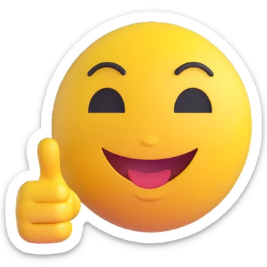 A classic yellow round emoji-style face pointing to itself, with a confident smile, symbolizing "me" or "I am the one". Bright colors, simple cartoon style, centered on a white background sticker