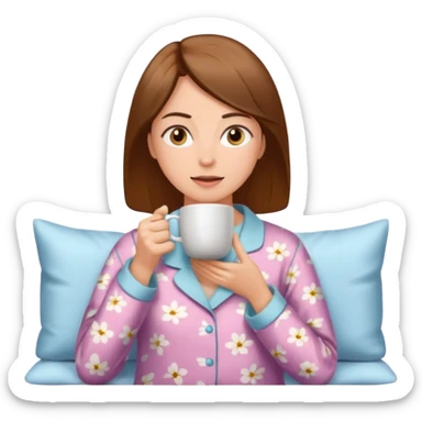 Woman drinking coffee and The edges of the eyes are wide open in the morning sticker