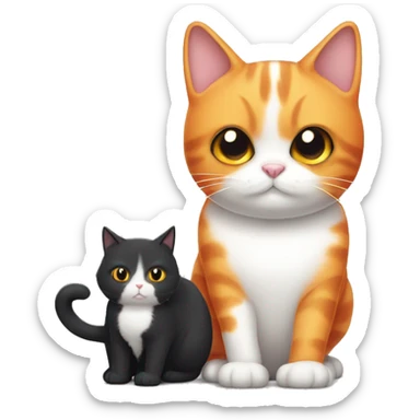 Fat black and white cat and skinny orange cat sticker