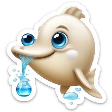 Bouteille d'eau avec un dauphin qui a des yeux en coeurs dedans sticker