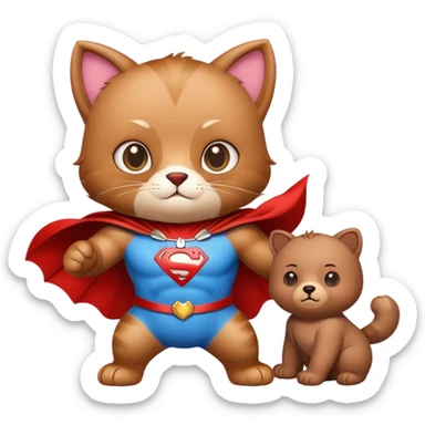 a super hero cat with a cute bear sticker