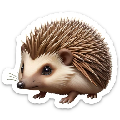 Cinematic Noble Hedgehog Portrait Emoji, Poised and regal, with a compact, spiky build and a rich, earthy Fur of brown spines and a soft underbelly, deep-set soulful beady eyes, Simplified yet sharp and sophisticated features, highly detailed, glowing with a warm, dignified glow, high shine, intelligent and endearing, stylized with an air of woodland charm, focused and attentive, soft glowing outline, capturing the essence of a watchful and confident little hedgehog, so majestic it feels as though it could scurry out of the screen with effortless authority! sticker