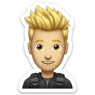 Blonde man with faux hawk hair holding iPhone sticker