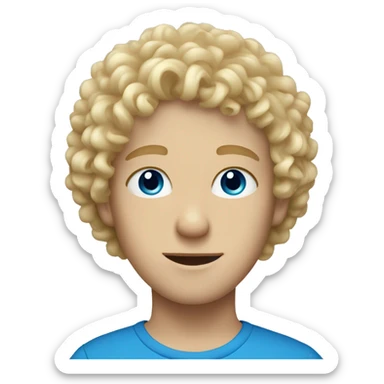 blonde curly haired white boy with blue eyes  sticker