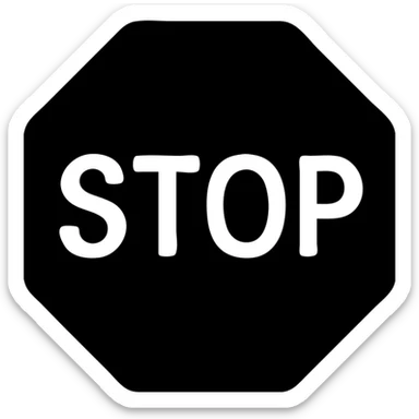 the word STOP in soft blue-grey color, solid filled icon style, italic handwritten font sticker