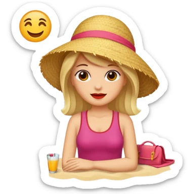 Lady on the beach sticker