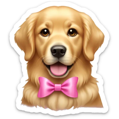 golden retriever with pink bow sticker