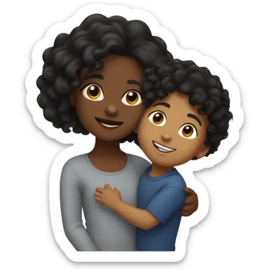 me with my 4-year-old son. I’m a Colombian woman with long wavy black hair and hazel eyes. My son, mixed French, Congolese, and Colombian, has slightly darker skin, curly hair on top, short sides, and black eyes.” sticker