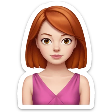 Emma Stone, orange brown hair, pink dress sticker