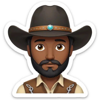 Cowboy in a black hat with dark hair and dark beard sticker