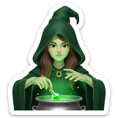 green witch cooking potion sticker