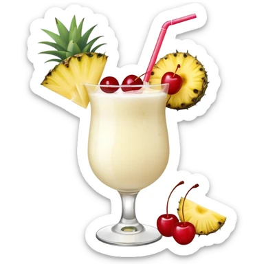 Pina colada cocktail with pineapple and cherry garnishes  sticker